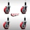 Service Caster 4'' SS Red Poly Wheel Swivel 1-1/4'' Expanding Stem Caster Set, 4PK SCC-SSEX20S414-PPUB-RED-114-4 - alternate 2